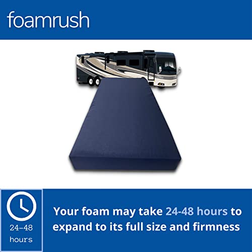 FoamRush 4-Inch Twin (38" x 75") High Density Foam RV Mattress Replacement with Canvas Navy Cover, Medium Firm, Made in USA, Camper Trailer, Removable Water-Resistant Outdoor/Indoor Cover with Zipper