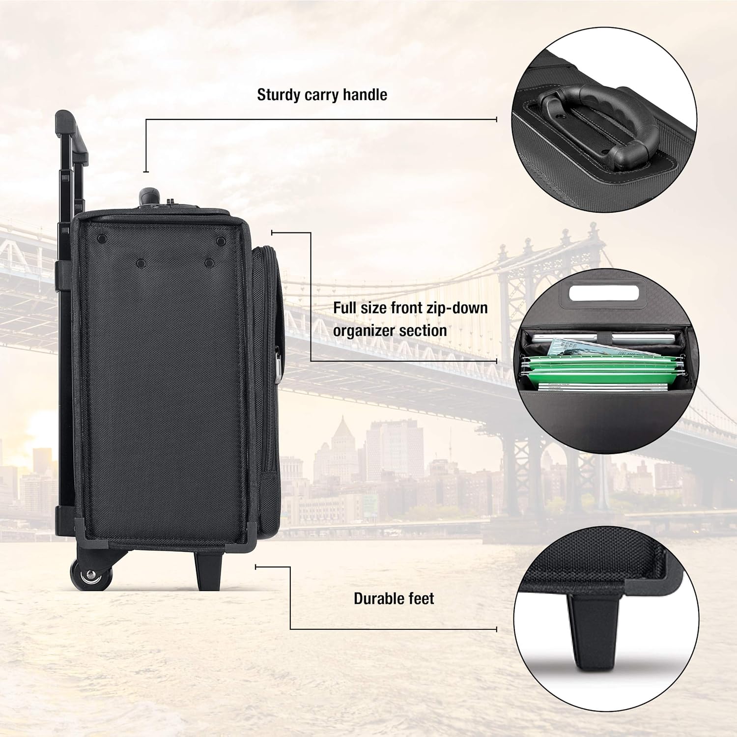 Solo New York Morgan Rolling Hard Side Catalog and Laptop Case, Black