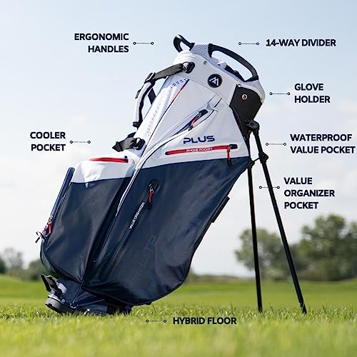 Big Max Dri Lite Hybrid Plus Golf Bag - Lightweight Golf Cart Bag with Enhanced Storage, Value Organizer, Waterproof Pockets, Sturdy Leg Locks, Extra Pocket - Golf Push Cart Compatible