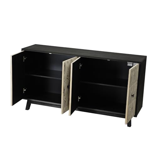 NicBex Modern Gold Accent Sideboard Cabinet,Large Buffet Storage Cabinet with 1 Shelf Each,Sideboard Buffet Cabinet for Living Room and Entryway,White