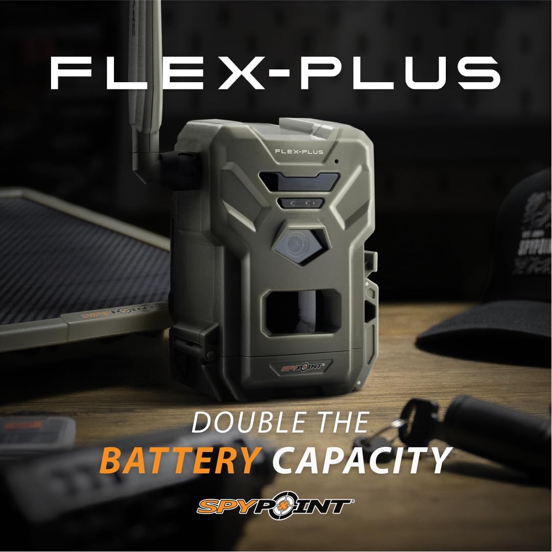 SPYPOINT FLEX-PLUS Cellular Trail Camera, 36MP Photos and 1080p Videos w/Sound, Double The Battery Capacity, GPS-Enabled, Dual-SIM LTE Connectivity, 100' Flash & Detection Range, 4 capture modes