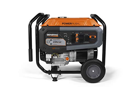 Generac 8,000-Watt Gas-Powered Portable Generator - Electric Start with COsense - PowerRush Advanced Technology - Reliable Power for Emergencies, Recreation, Home - 49 State Compliant - Orange/Black