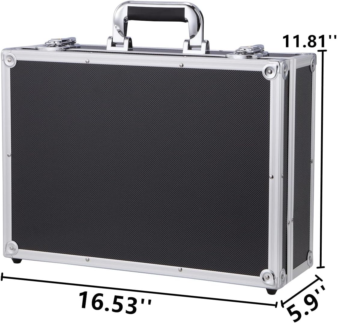 Medium Aluminum Hard Case Briefcase Toolbox Storage Box Tool Case Black Carrying Case Briefcase