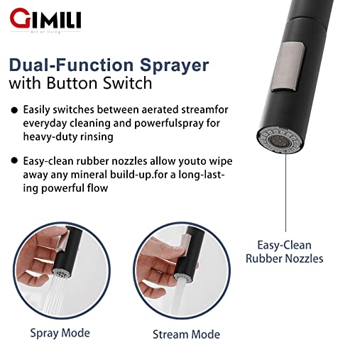 GIMILI Touchless Kitchen Faucet with AC Adapter, Brushed Nickel Motion Sensor Hands Free Smart Single Handle Kitchen Sink Faucet with Pull Down Sprayer