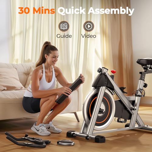 YOSUDA Exercise Bike, Brake Pad Stationary Bike for Home with Exclusive App, Magnetic Indoor Cycling Bike with 300 lb Weight Capacity, Low Noise, Tablet Holder and Fitness Courses for Weight Loss