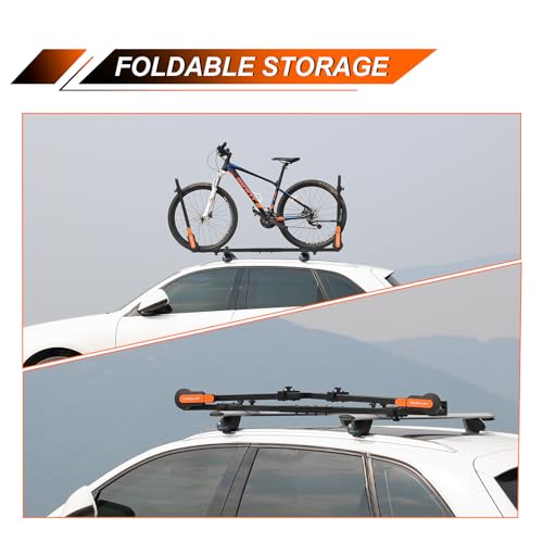 TOOENJOY Folding Hitch Bike Rack, Heavy Duty Bicycle Carrier Platform with Single Load Arm and Tier Strap, Fits 2" Hitch Receiver for SUV Pickup Truck, 2-Bike Capacity