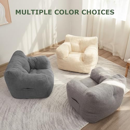 HIGOGOGO Giant Bean Bag Chairs for Adults,Big Comfy Chair Sofa for Bedroom Living Room, Large Lazy Bean Bag Chair with Pocket Armrests for Gaming, Reading