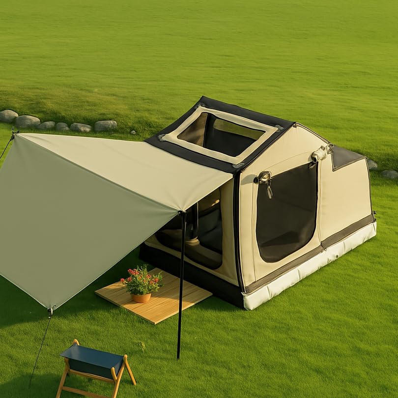 YOLENY Inflatable Tents for Camping, 4/6/8/10/12 Person Tent with TPU Skylight, Mesh Windows, Stove Jack & Pump, Easy Setup 4 Season Glamping Tent, Waterproof & Windproof