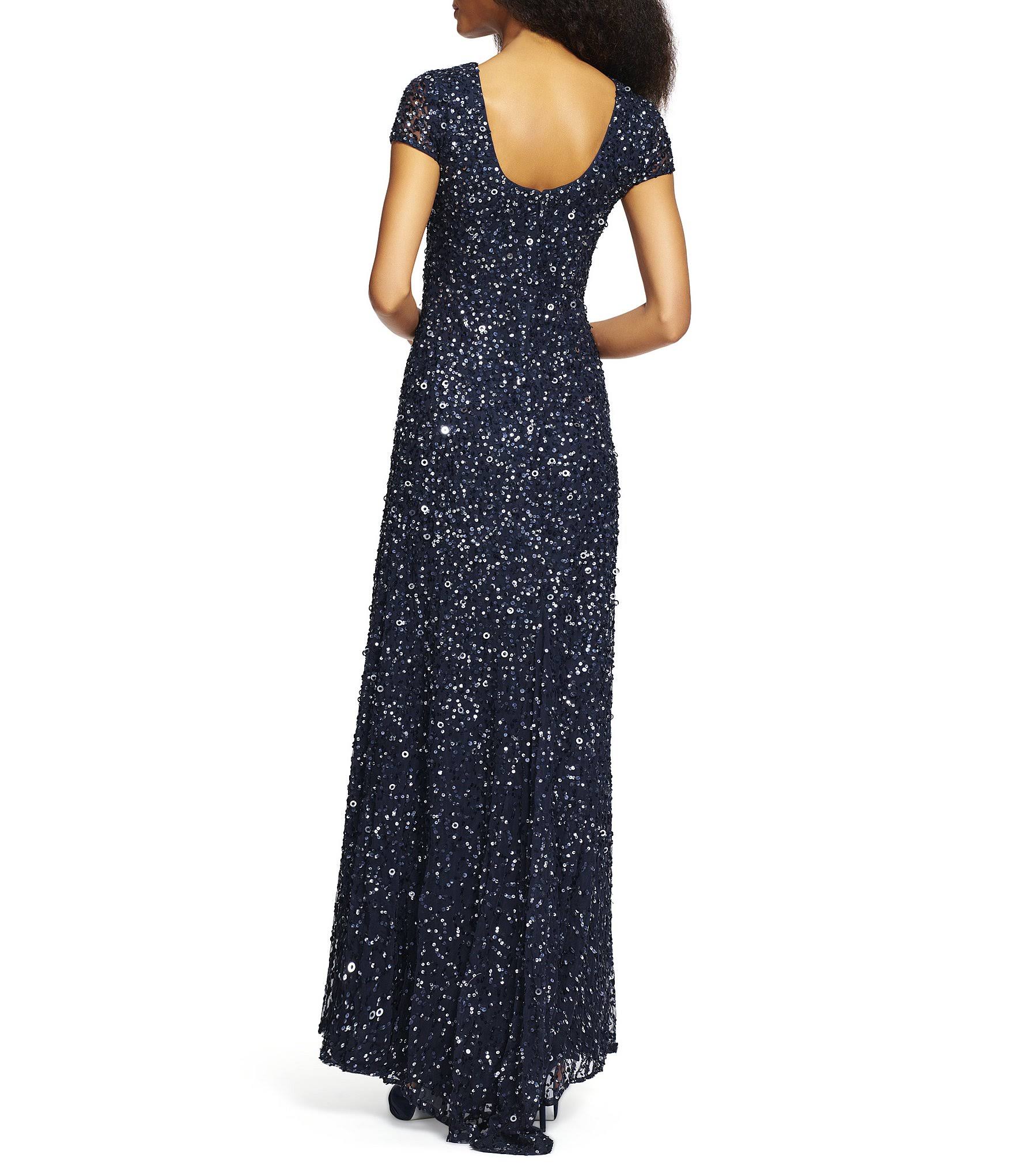 Adrianna Papell Scoop Back Sequin Gown, Blush, Size: 2