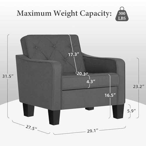 STHOUYN Living Room Chairs Accent Chairs Set of 2, Waiting Room Arm Chairs, Reading Chairs for Bedroom Comfy Club Chair Tufted, Office Small Space (1, Blue)