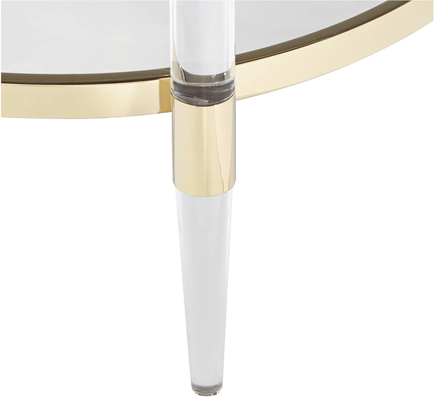 55 Downing Street Saarinen Modern Minimalist Glass Round Accent Side End Table 24 3/4" Wide Clear Gold Rings for Spaces Living Room Bedroom Bedside Entryway House Home Office Bathroom Decor