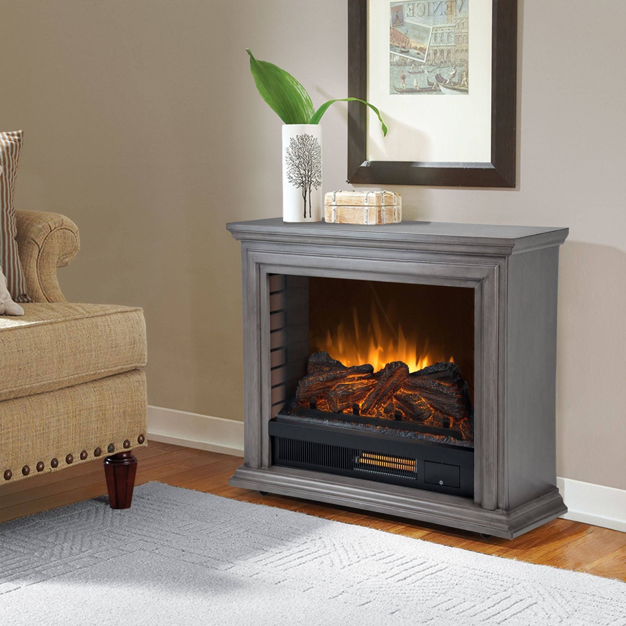 Pleasant Hearth Sheridan Mobile Fireplace - Cherry
