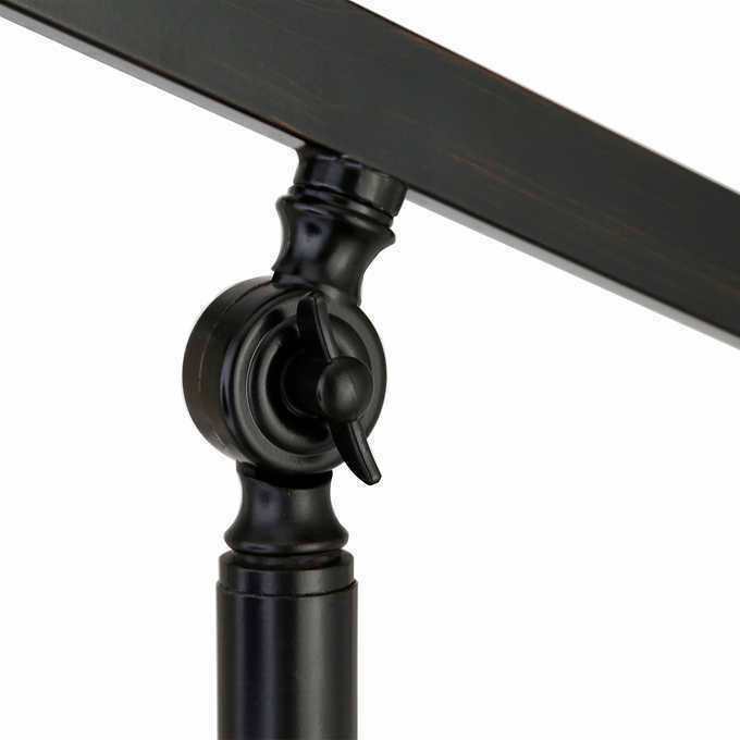 Descartes Industrial Farmhouse Floor Lamp in Blackened Bronze with Pulley System