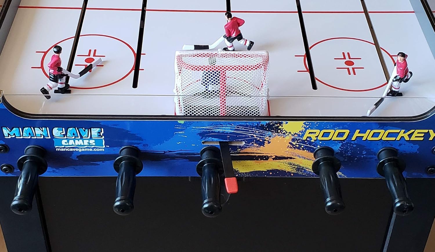 Mancave 40 Deluxe Rod Hockey Game Table. Head-to-Head Table Hockey Action with Electronic Scoring. Great Size, Durability & Easier for Kids to Play Than Dome Hockey.