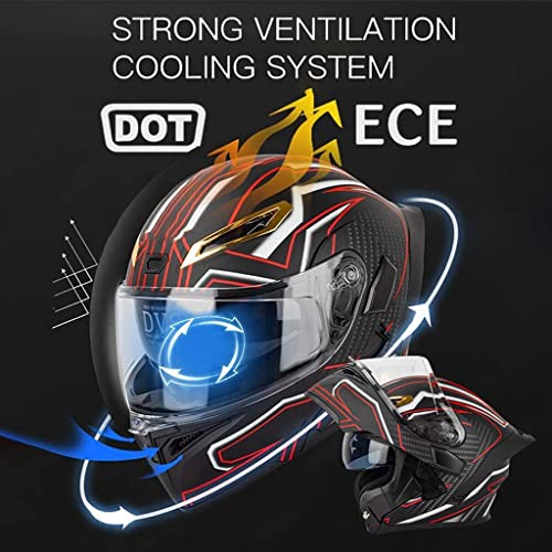 Flip-Type Bluetooth Helmet, DOT Certified Sport Motorcycle Full Face Helmet Adult Men Women Integrated Helmet with Tail, Moped Racing MX BMX Motocross Motocross Flip Up Helmets