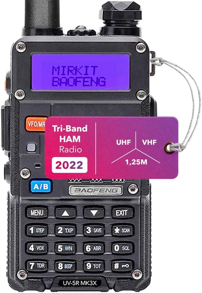 Mirkit 2X Ham Radios Baofeng UV-5R MK5 8 Watt Max Power with Mirkit Lanyards for Your Walkie Talkie - 1800 mAh Battery and Baofeng Programming Cable Compatible with UV-5R, Baofeng BF-F8HP, bf 888s