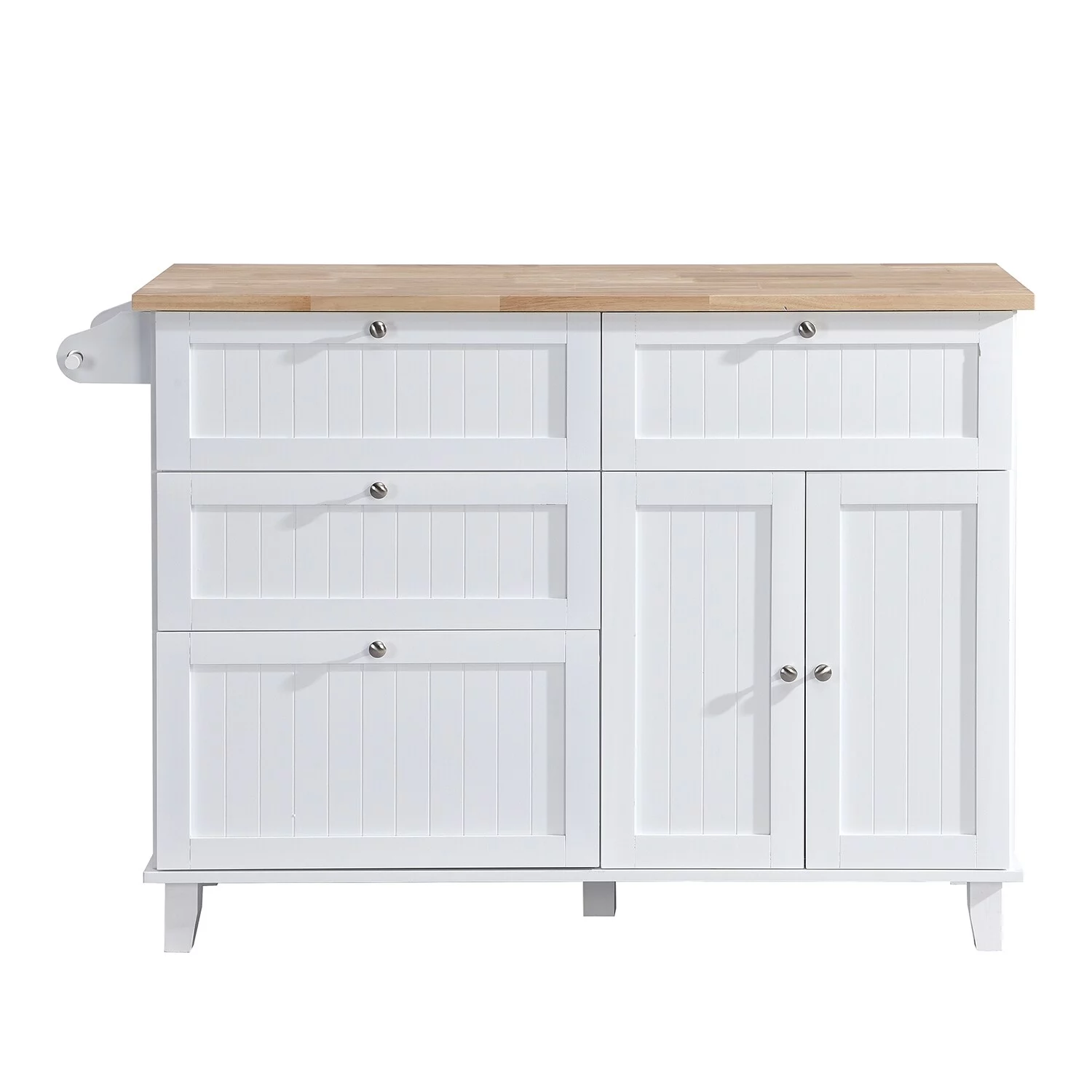 LivEditor Farmhouse Kitchen Island Set with Drop Leaf and 2 Seatings Blue