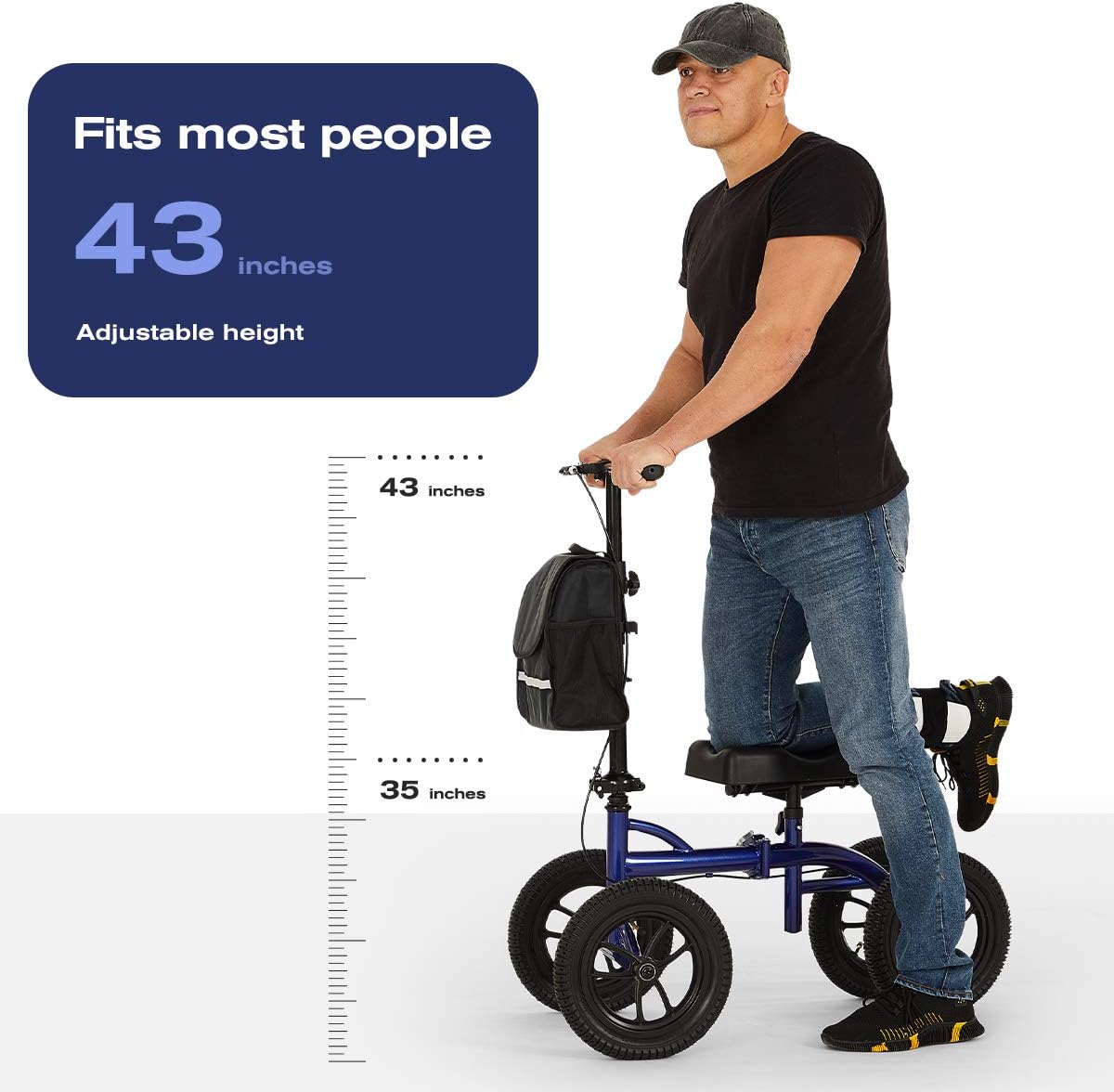 OasisSpace Bariatric Knee Walker - Heavy Duty Knee Scooter with 12 inch Pneumatic for 500LB, All Terrain Knee Scooters for Foot Injuries Adult, Broken Leg