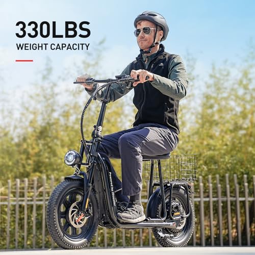 iScooter Electric Scooter with Seat, 37/21 Miles Long Range & 28/19/15.6 MPH Top Speed, 14"/12"/10" Pneumatic Tire, Height Adjustable Seat & Handlebar, Dual Suspensions Commuting Scooter with Basket
