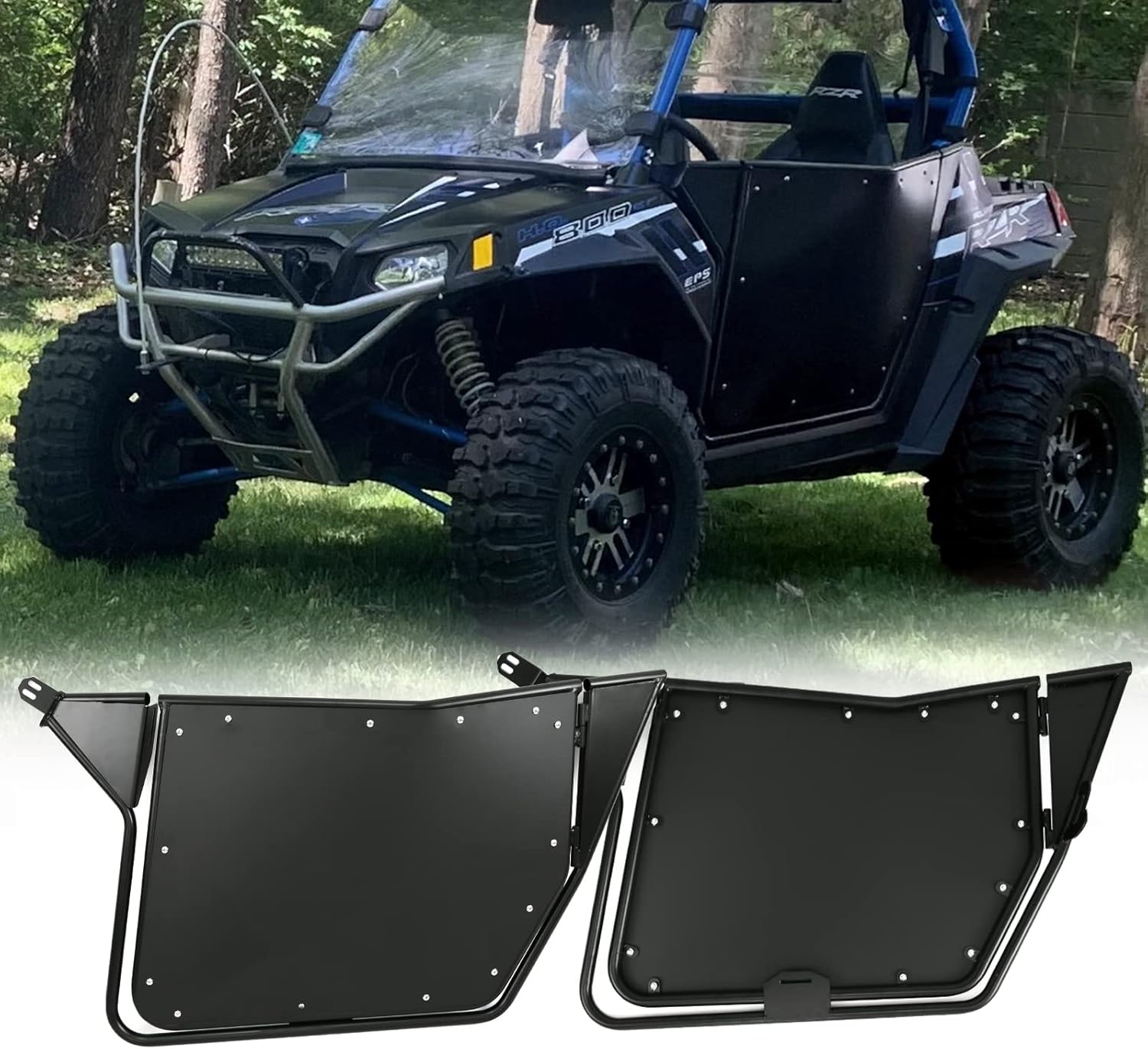 KINTOP UTV Side Doors Compatible with 2008-2014 Polaris RZR 800/S800/RZR 570/XP 900, W/Slam Latches For 2 Door Models Only 2 PCS(Black)