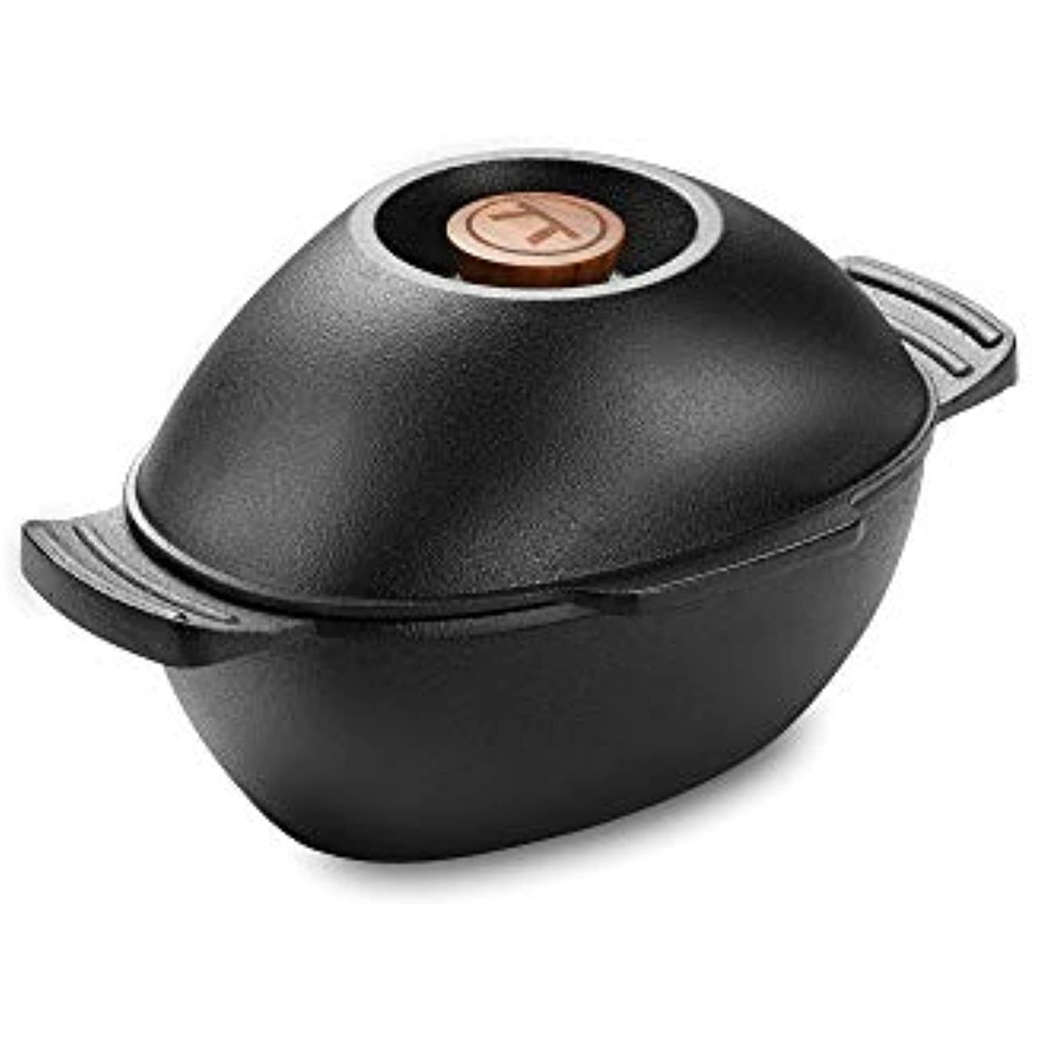 Outset Cast Iron 2.5 Quart Seafood and Mussel Pot with Lid for Empty Shells 76495
