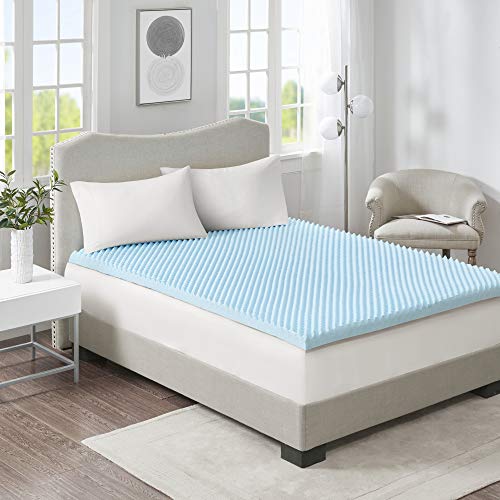 Sleep Philosophy Gel Infused Memory Foam Mattress Topper Luxurious, All Season Enhanced Bed Support, Cal King, 3" Thick, without Cover Blue