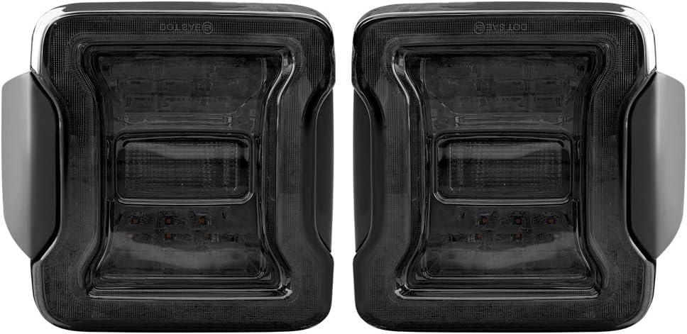 American Modified LED Tail Lights, JL Look Tailights w/Running Light, Brake Turn Signal Lamp and Reverse Lamps Function for 2007-2018 Jeep Wrangler JK/JKU, Pair(Smoked Lens)
