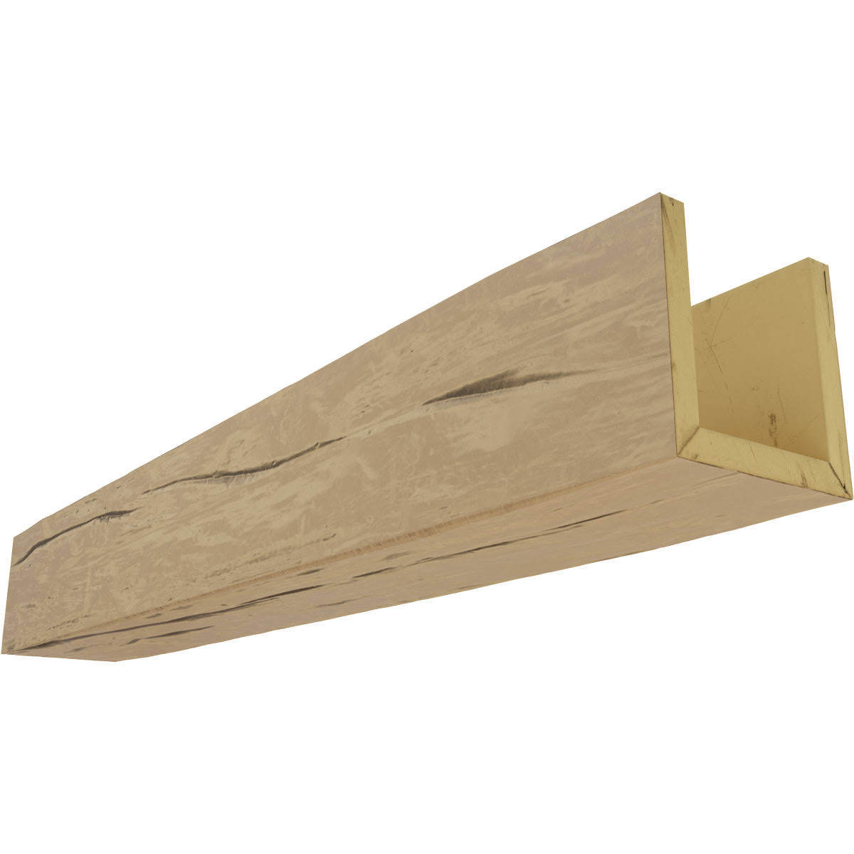 Ekena Millwork BMRW3C0040X060X216PP 4x22W x 6x22H x 18&L 3-Sided (U-beam) Riverwood Endurathane Faux Wood Ceiling Beam, Natural