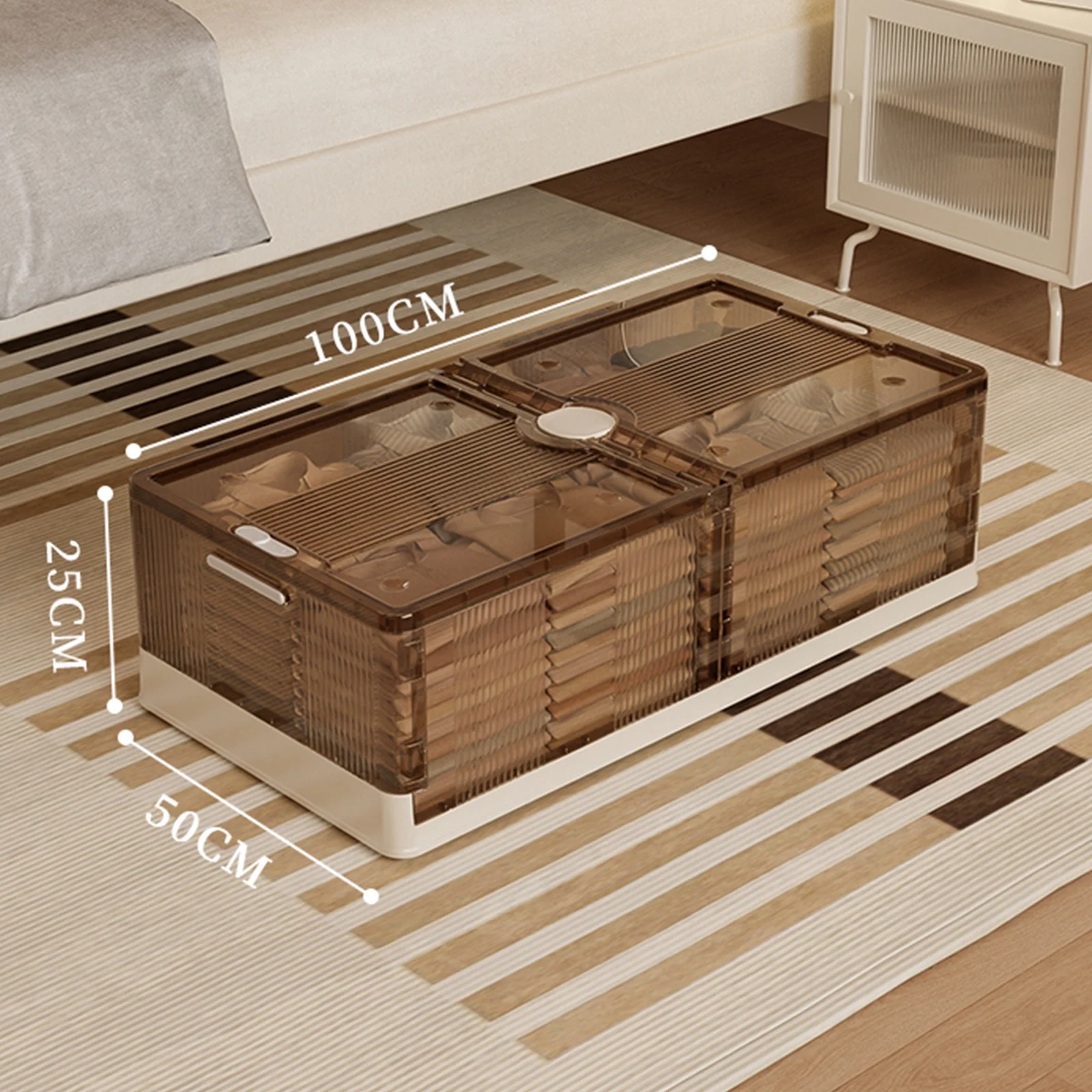 14gal Under Bed Storage Containers - 2 Pack,Stackable Storage Bins with Wheels,Large Capacity Transparent Organizer for Space Saving,Ideal for Clothes, Toys