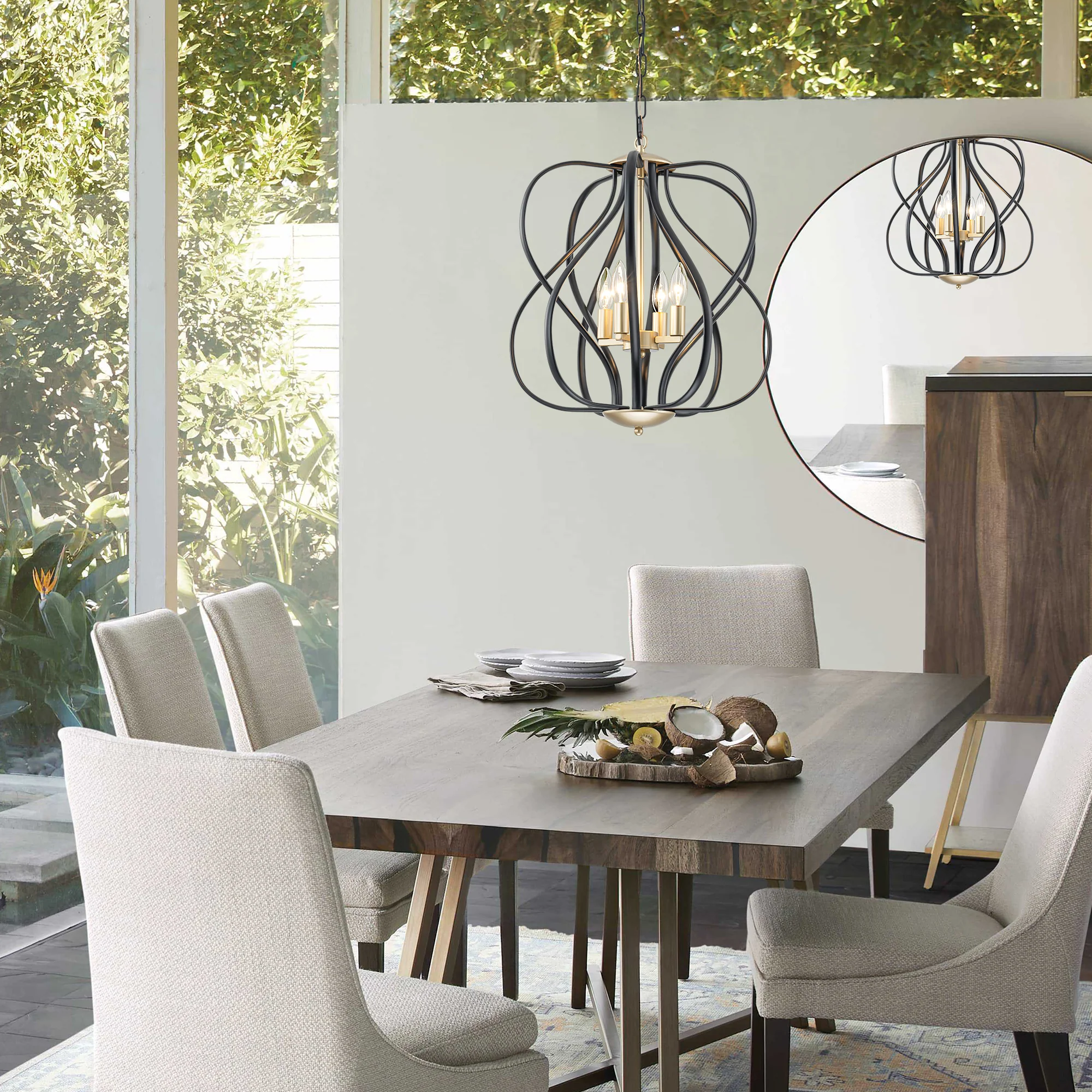 Brillara 4-Light Dimmable Transitional Geometric Chandelier (17)