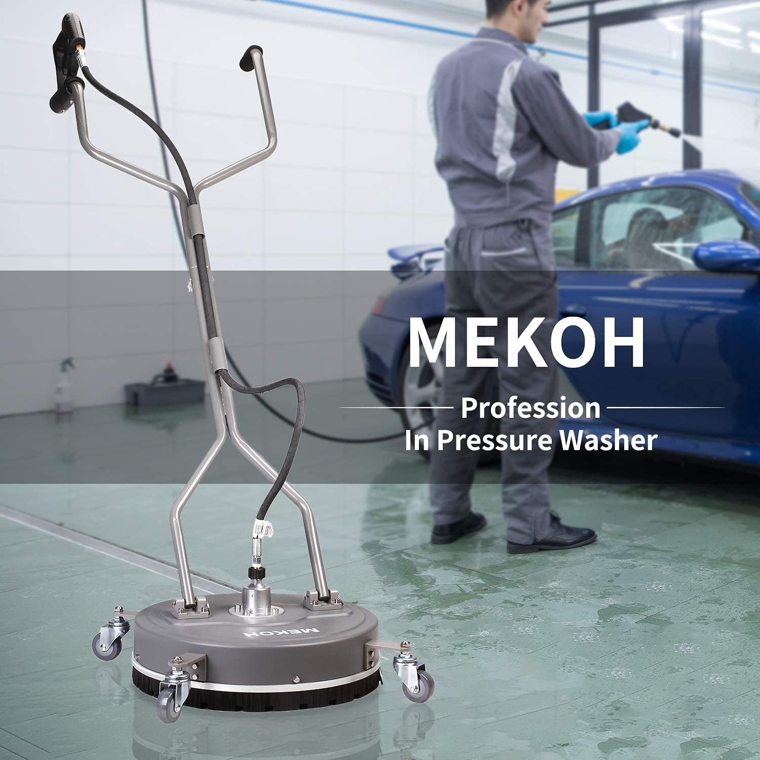 MEKOH Pressure Washer Surface Cleaner 20-Inch, Power Washer Accessories 4000 PSI, Driveway Pressure Washer Attachment with 3/8 Inch Quick Connect, 3 GPM for Sidewalks