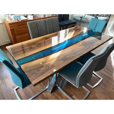Customized Large Epoxy Table,Blue Resin River Look, Resin Dining Table for 2, 4, 6, 8, Epoxy Coffee Table, Living Room Table, Home décor (16.5" Inches Tall, 36 x 20 Inches)