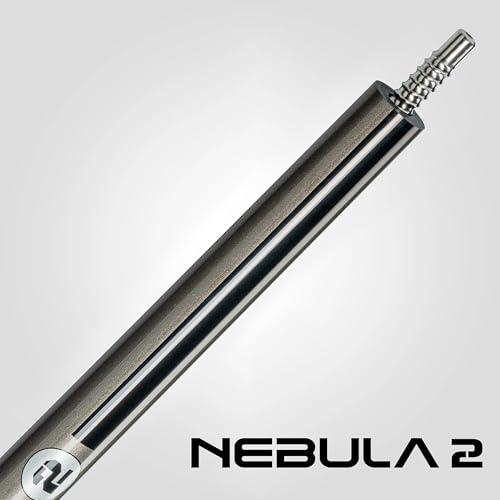 RHINO Nebula 2 Pool Cue - 100% Carbon Fiber Shaft & Composite Butt. Time Crystal Tip, Pro Taper Design, 12.4 mm,12.8 mm. 3/8-8 Joint, 3D Friction Grip. Low Deflection Pool Cue