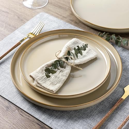 Ceramic Dinnerware Sets for 6, 18 Pieces Stoneware Plates and Bowls Sets, Chip and Scratch Resistant Dishes, Dishwasher & Microwave Safe, Space Blue