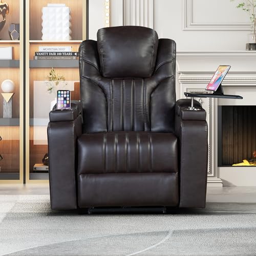 FANYE 360 Degree Swivel Upholstered Armchair,Modern Living Room Manual Reclining Glider Rocker Chair with 2 Pillow-Top Armrests for Home, 33.1", Grey