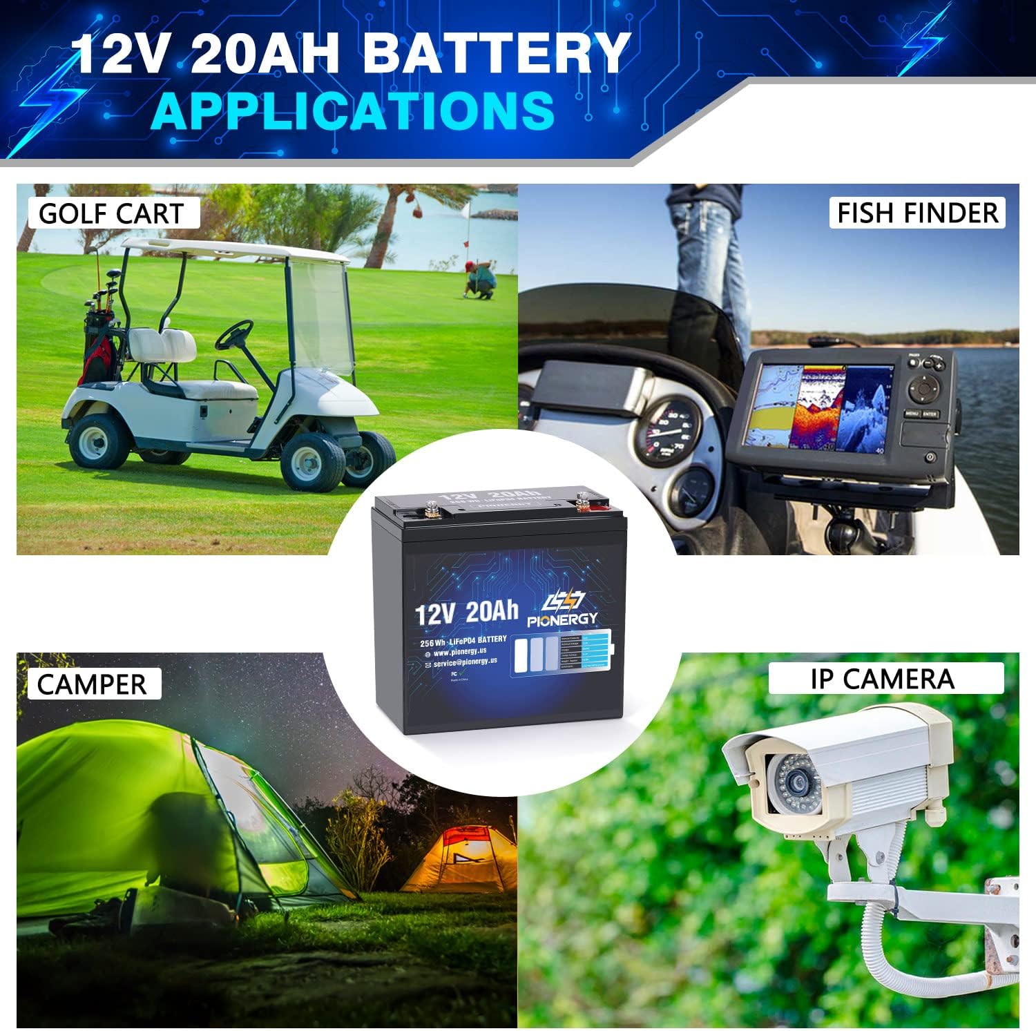 LiFePO4 Battery, Lithium Battery 4000+ Cycles Rechargeable Iron Phosphate Battery for RV, Solar Power and Backup Battery Low Self-Discharge and Light Weight with Built-In BMS (12.8V 6 Ah)