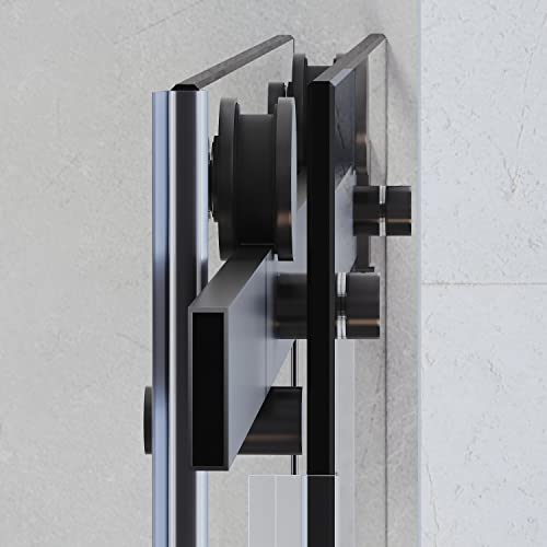 SUNNY SHOWER Frameless Sliding Tub Door 58.5-60" W X 62" H Bathtub Door with 5/16" Clear Glass Sliding Shower Enclosure with Tempered Glass Door Matte Black