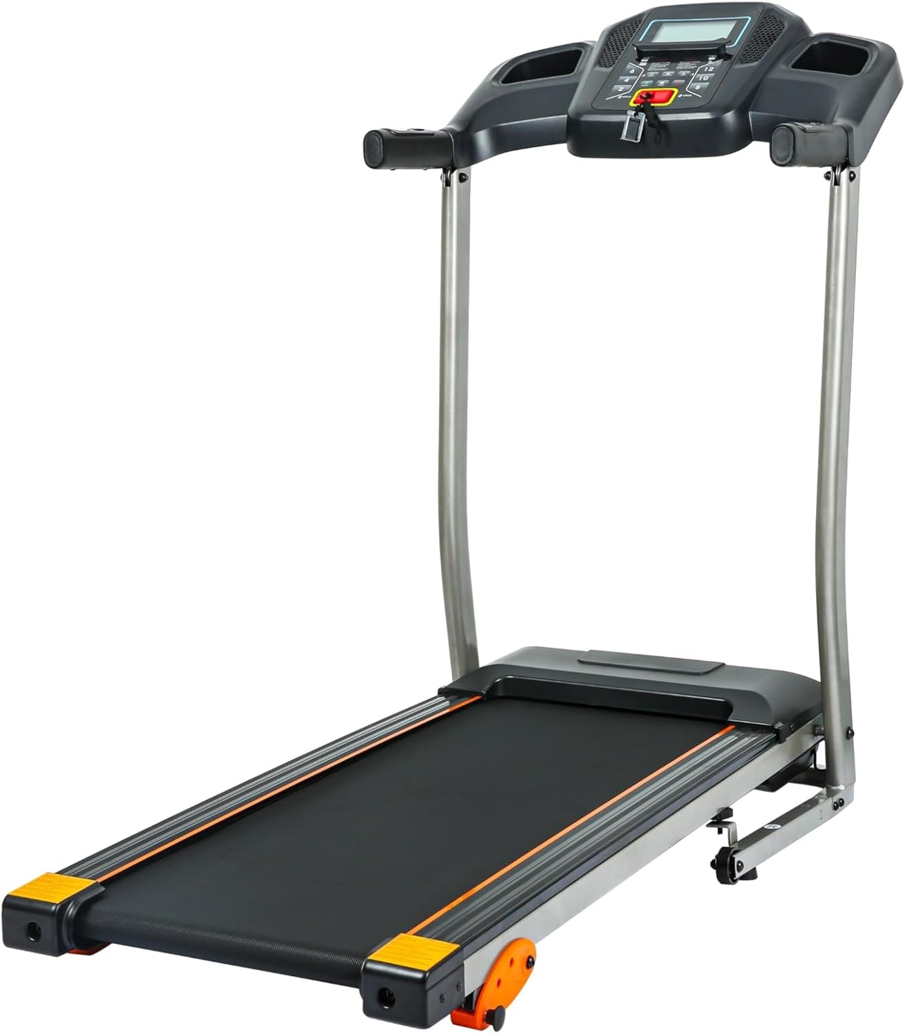 2.5hp Folding Treadmill with LCD 4 Inclines and 12 Preset Or Adjustable Programs Black