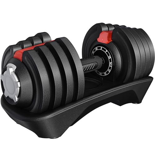 Yaheetech Adjustable Dumbbell Set 28/40/52.5/90LBS Adjustable Dumbbells Fast Adjust Dumbbell Weight Set with Anti-Slip Handle and Tray for Men/Women Home Gym Strength Training Equipment Single/Pair