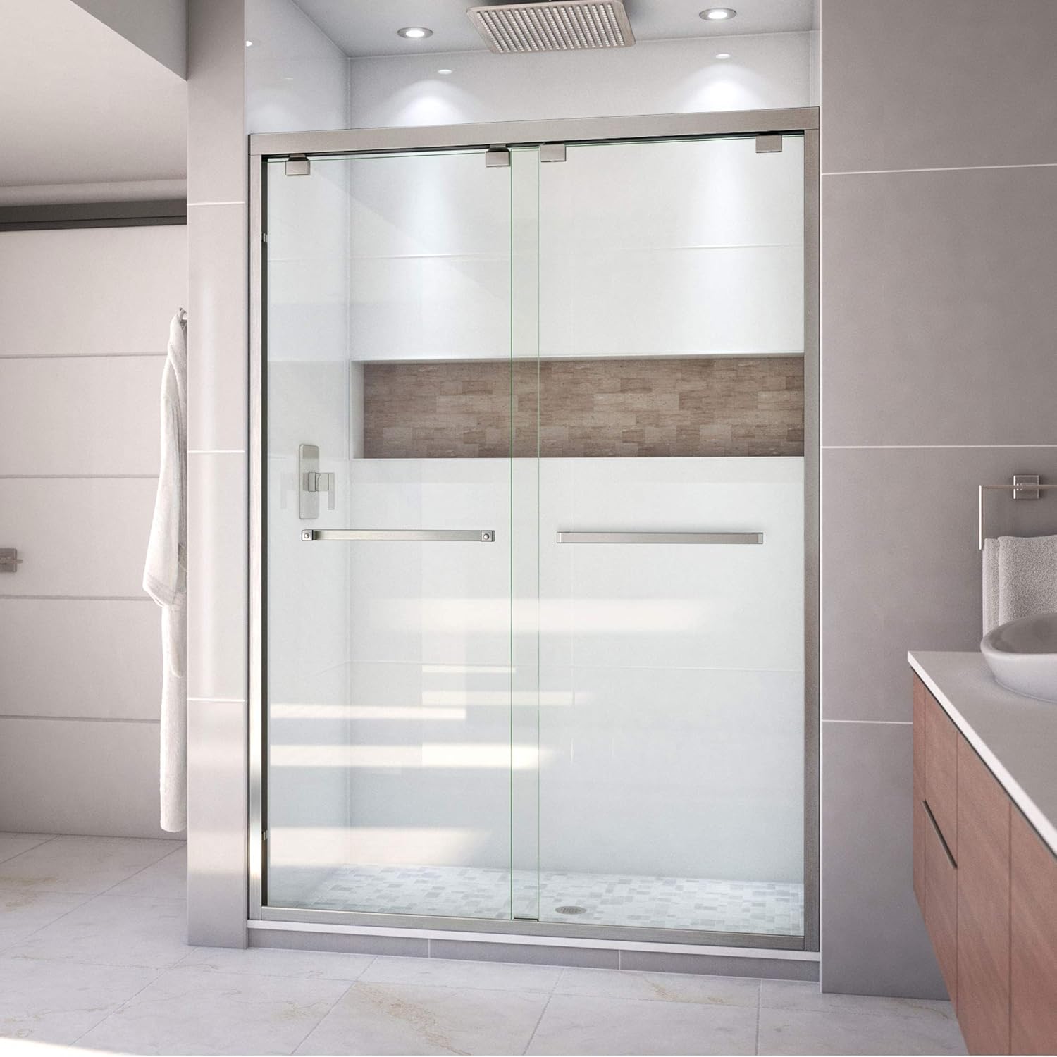 DreamLine Encore 50-54 in. W x 76 in. H Semi-Frameless Bypass Shower Door in Satin Black, SHDR-1654760-09