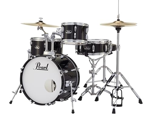 Pearl Roadshow Drum Set 4-Piece Complete Kit with Cymbals and Stands, Charcoal Metallic (RS584C/C706)