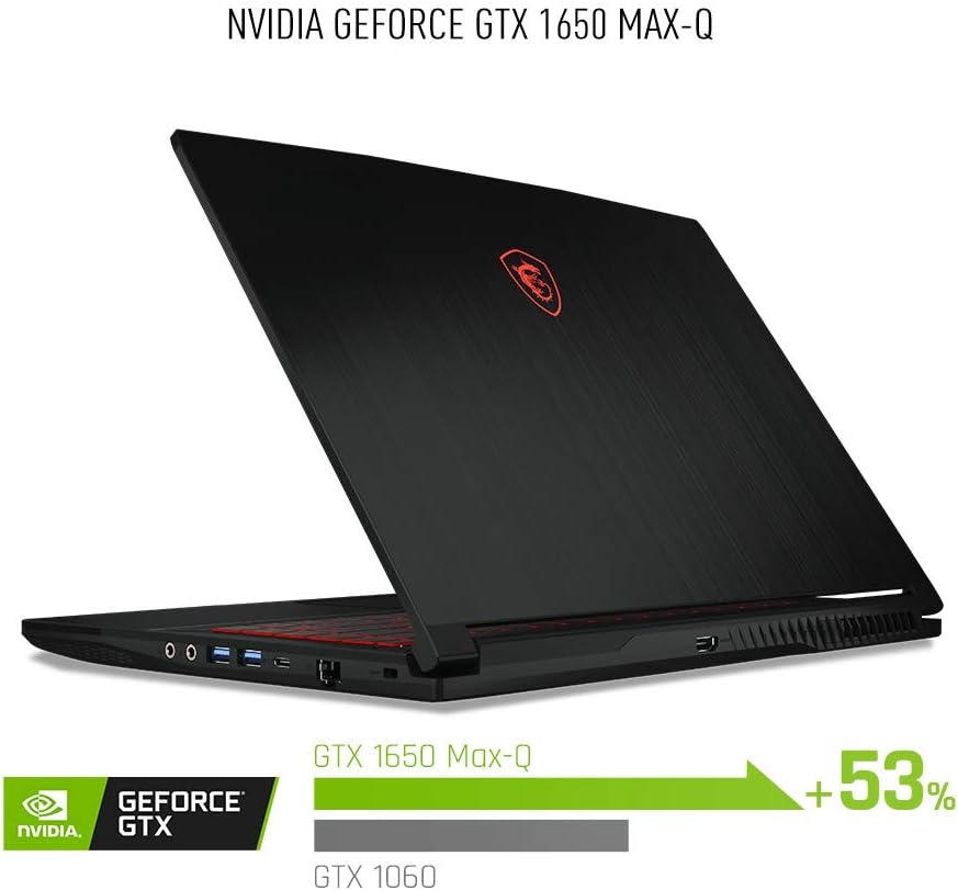 MSI GF63 Thin 9SC-066 15.6" Gaming Laptop, Thin Bezel, Intel Core i7-9750H, NVIDIA GeForce GTX1650, 16GB, 512GB NVMe SSD
