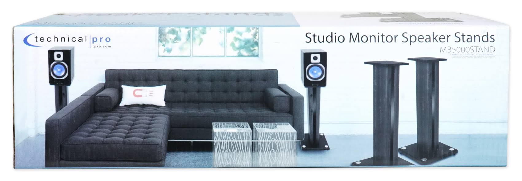 Technical Pro Pair 26x22 Bookshelf Speaker Stands for Polk Audio S20 Bookshelf Speakers