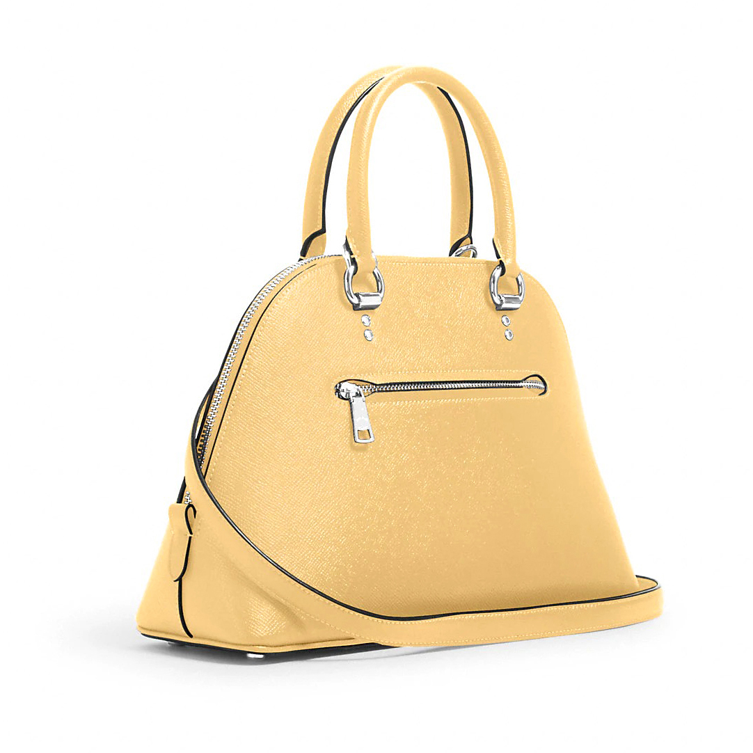 Coach Women's Crossgrain Leather Katy Satchel Handbag (Vanilla)