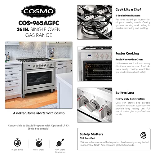 Cosmo Gas Range with 5 Burner Cooktop