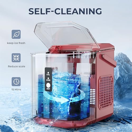 EUHOMY Crescent Ice Makers Countertop, 35Lbs/24H, 16Pcs in 12Mins, Auto Deep Cleaning, Timer, Portable Crescent Ice Maker Countertop with Crystal-Clear Ice Cubes for Home/Office/Party