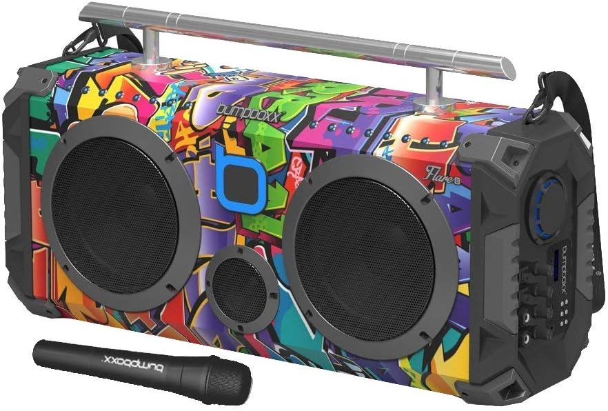 Bumpboxx Bluetooth Boombox Flare8 Black | Retro Boombox with Bluetooth Speaker | Rechargeable Bluetooth Speaker