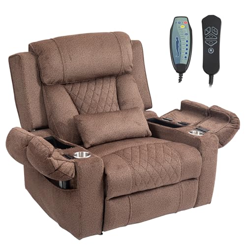 Power Lift Chair Lay Flat Recliner Infinite Position Electric Dual Motor Stand Up Lift Chair with Massage and Heat for Adults,Heavy Duty Recliners with 2 Remote Controls and Two Cup Holders