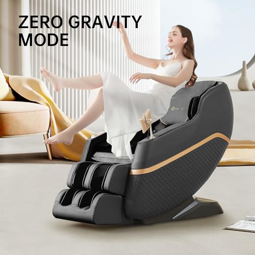 Real Relax Massage Chair, Shiatsu Massage Recliner Chair with Heat Body Scan Bluetooth Foot Roller, F7 Black