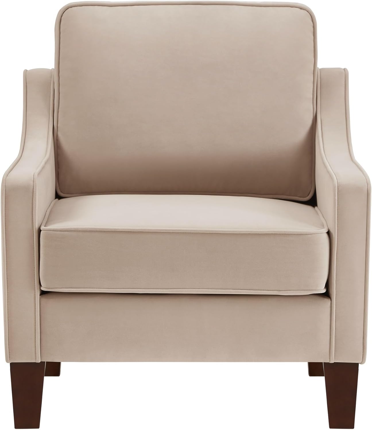 29" Modern Upholstered Velvet Accent Chair, Comfy Reading Armchair with Scooped Armrest, Living Single Seat Sofa with Wooden Legs for Bedroom,Apartment,Studio,Office,Waiting Room (Taupe)